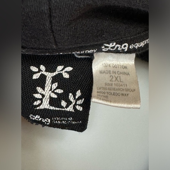 2XL LRG roots equipment zip up thick hoodie black with white logo 2 pockets - Picture 10 of 13